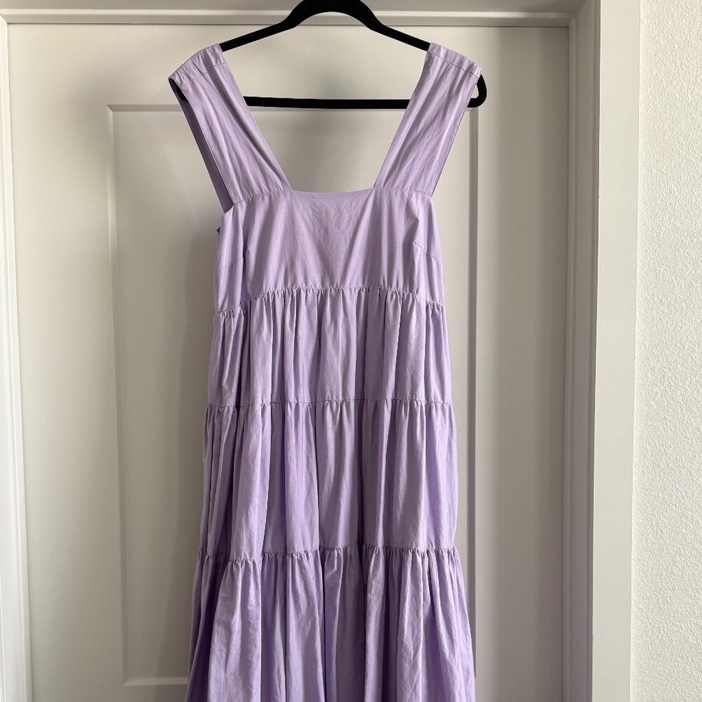 The Helena Square-Neck Smocked Tiered Midi Dress Size Small